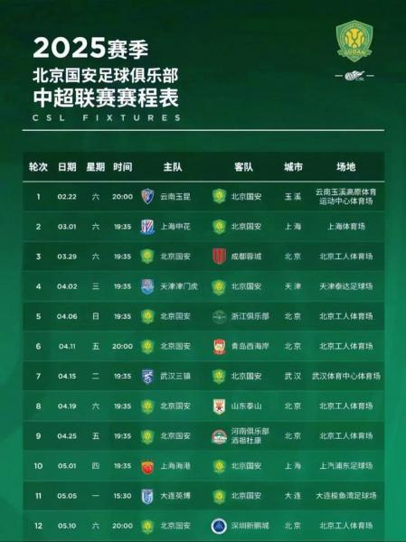 2022鲁能中超赛程表，鲁能中超最新消息